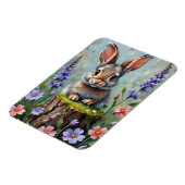 Fluffy Rabbit in een veld van bloemen Magneet (Linkerzijde)