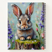 Fluffy Rabbit in een veld van bloemen Notitieboek (Achterkant)