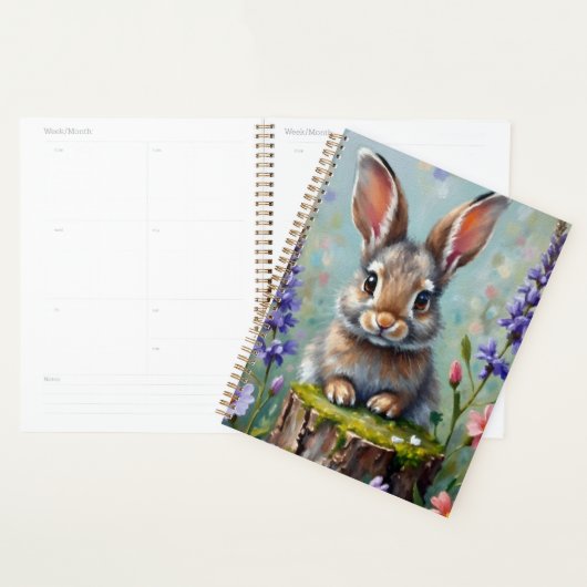 Fluffy Rabbit in een veld van bloemen Planner (Display)