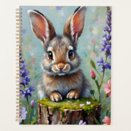 Fluffy Rabbit in een veld van bloemen Planner
