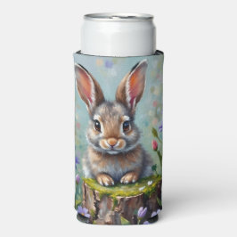 Fluffy Rabbit in een veld van bloemen Seltzer Blikjeskoeler