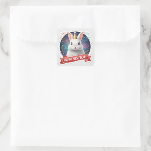 Fluffy Rabbit New Year Sticker (Tas)