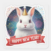 Fluffy Rabbit New Year Sticker (Voorkant)