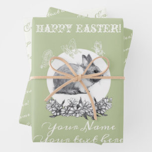 Fluffy rabbit Wrapping Paper Flat Sheet Set 3