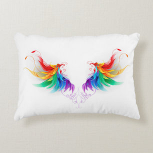 Fluffy Rainbow Wings Accent Kussen
