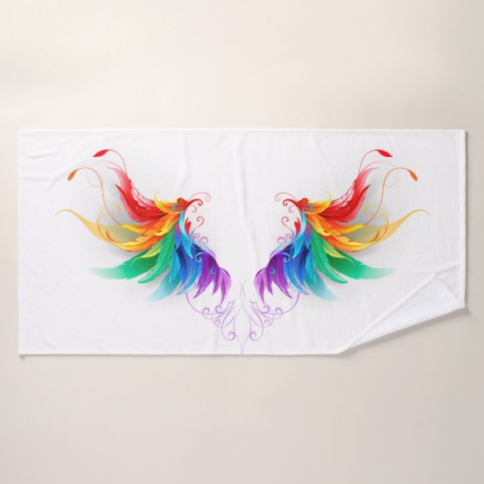 Fluffy Rainbow Wings Badhanddoek (Badhanddoek)