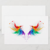 Fluffy Rainbow Wings Briefpapier (Voorkant / Achterkant)