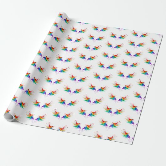 Fluffy Rainbow Wings Cadeaupapier (Uitgerold)