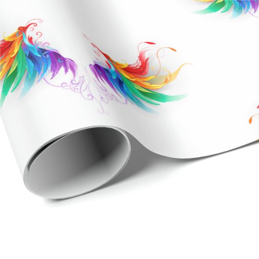 Fluffy Rainbow Wings Cadeaupapier (Rol Hoek)