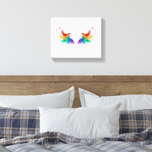 Fluffy Rainbow Wings Canvas Afdruk (Insitu (Slaapkamer))