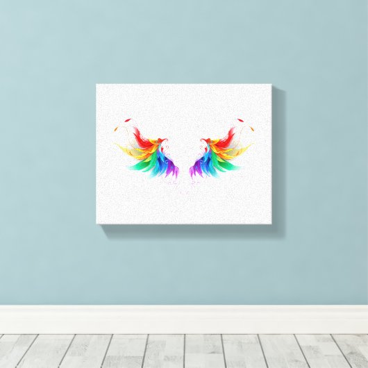 Fluffy Rainbow Wings Canvas Afdruk (Insitu (Houten vloer))