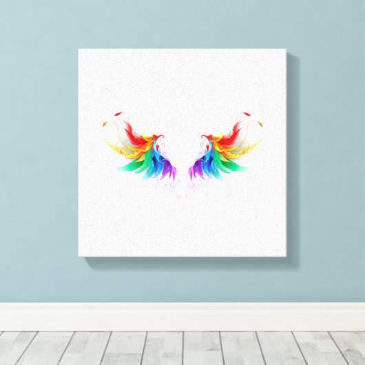 Fluffy Rainbow Wings Canvas Afdruk (Insitu (Houten vloer))