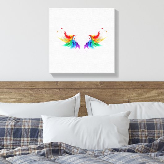 Fluffy Rainbow Wings Canvas Afdruk (Insitu (Slaapkamer))