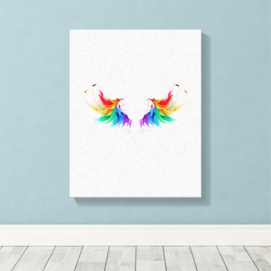 Fluffy Rainbow Wings Canvas Afdruk (Insitu (Houten vloer))