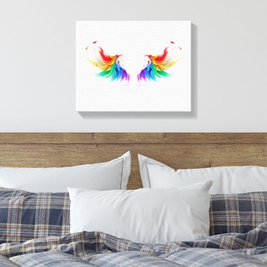 Fluffy Rainbow Wings Canvas Afdruk (Insitu (Slaapkamer))
