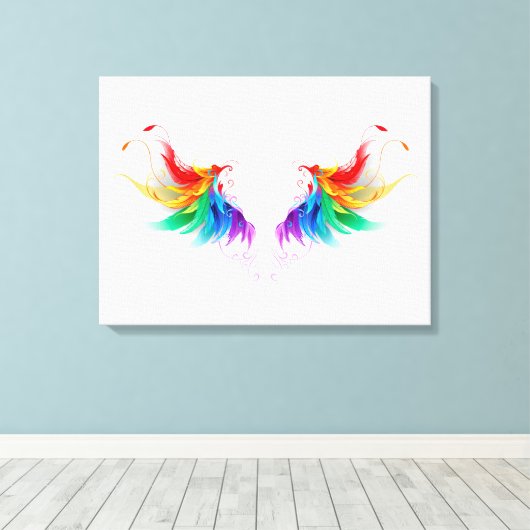 Fluffy Rainbow Wings Canvas Afdruk (Insitu (Houten vloer))