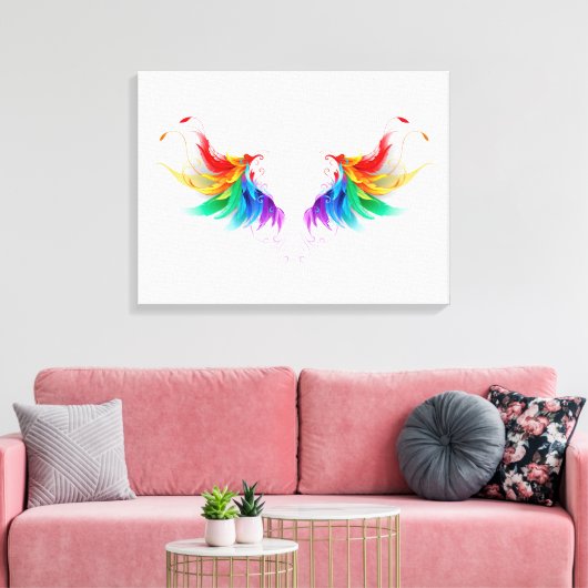 Fluffy Rainbow Wings Canvas Afdruk (Insitu (Woonkamer))