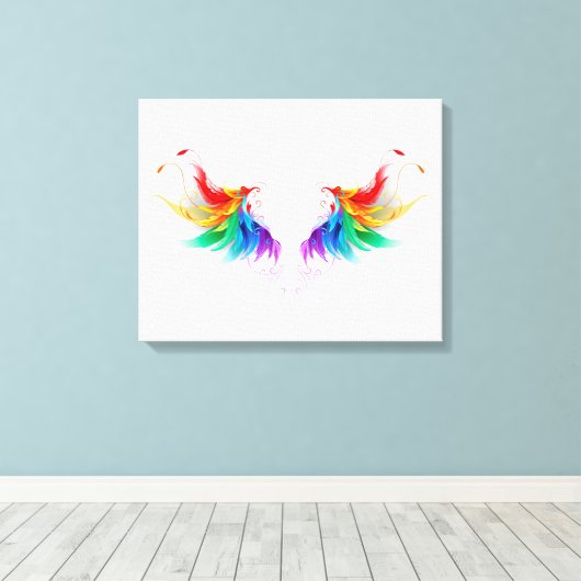 Fluffy Rainbow Wings Canvas Afdruk (Insitu (Houten vloer))