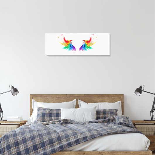 Fluffy Rainbow Wings Canvas Afdruk (Insitu (Slaapkamer))
