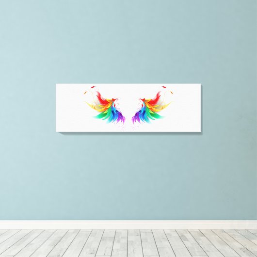 Fluffy Rainbow Wings Canvas Afdruk (Insitu (Houten vloer))