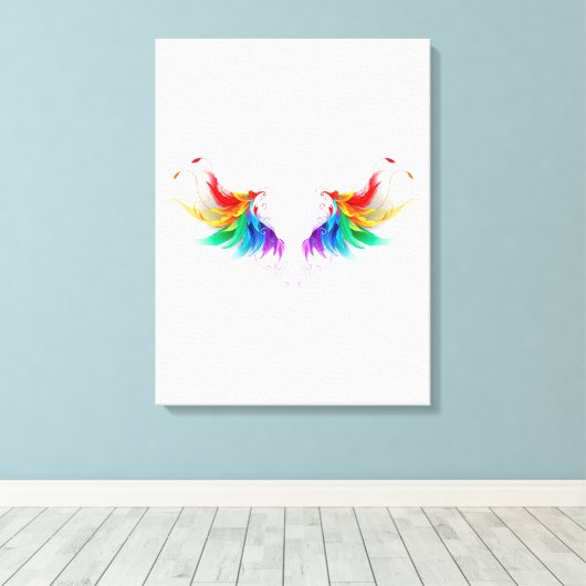 Fluffy Rainbow Wings Canvas Afdruk (Insitu (Houten vloer))