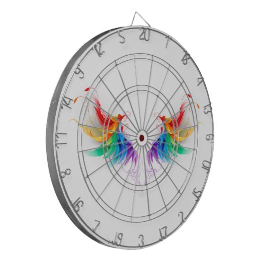 Fluffy Rainbow Wings Dartbord (Voorkant Links)