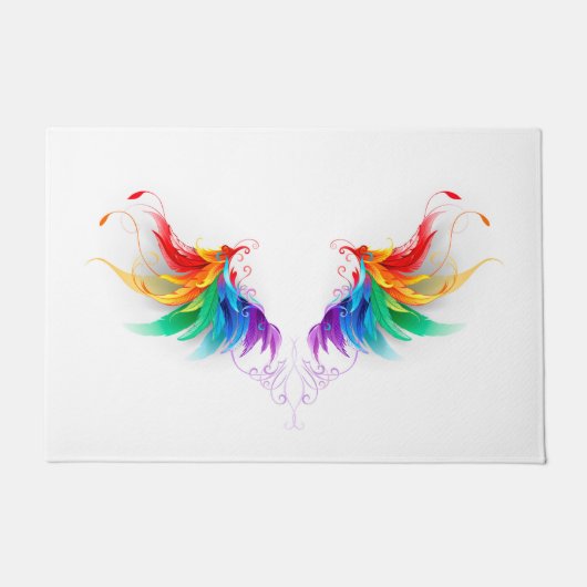 Fluffy Rainbow Wings Deurmat (Voorkant)