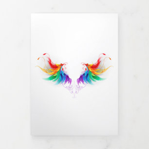 Fluffy Rainbow Wings Drieluik Uitnodiging