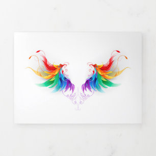 Fluffy Rainbow Wings Drieluik Uitnodiging