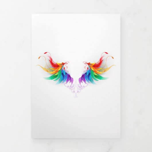 Fluffy Rainbow Wings Drieluik Wenskaart (Cover)