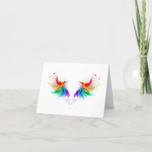 Fluffy Rainbow Wings Feestdagen Kaart