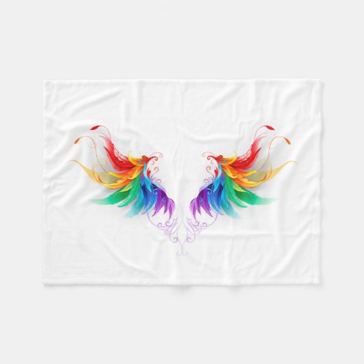 Fluffy Rainbow Wings Fleece Deken (Voorkant (Horizontaal))