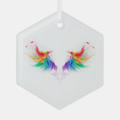 Fluffy Rainbow Wings Glas Ornament (Voorkant)