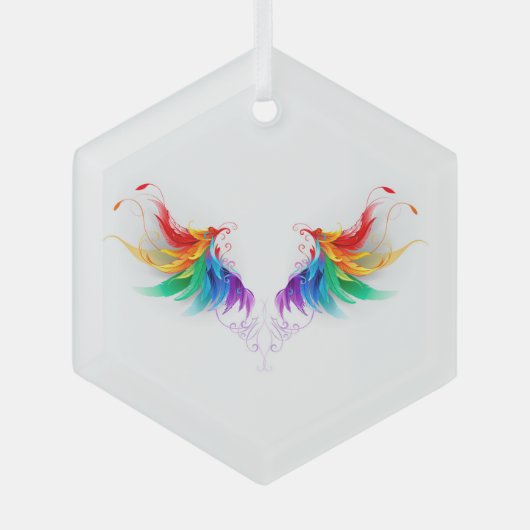 Fluffy Rainbow Wings Glas Ornament (Voorkant)