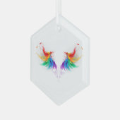 Fluffy Rainbow Wings Glas Ornament (Voorkant links)