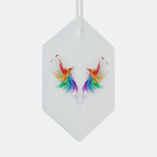 Fluffy Rainbow Wings Glas Ornament (Voorkant Rechts)