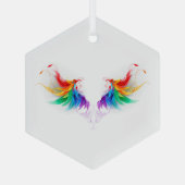 Fluffy Rainbow Wings Glas Ornament (Achterkant)