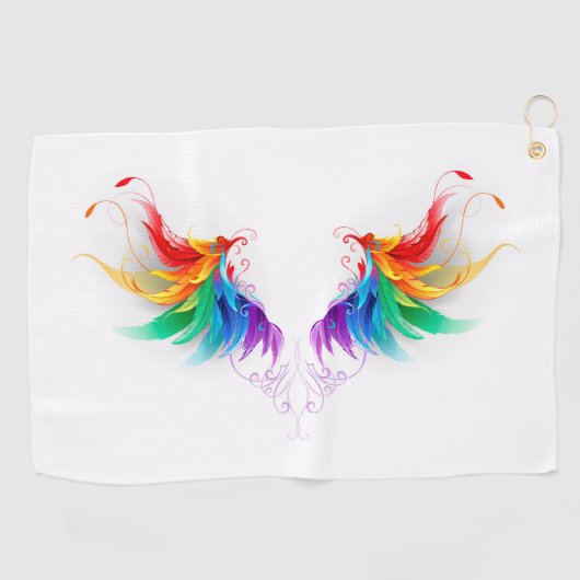Fluffy Rainbow Wings Golfhanddoek (Horizontaal)