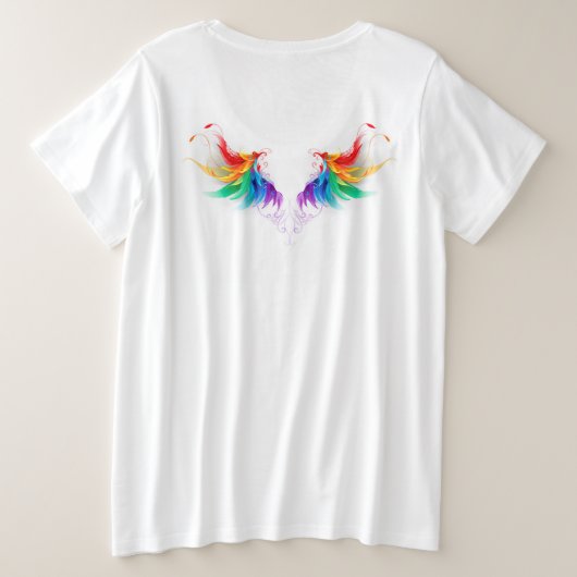Fluffy Rainbow Wings Grote Maat T-shirt (Design achterkant)