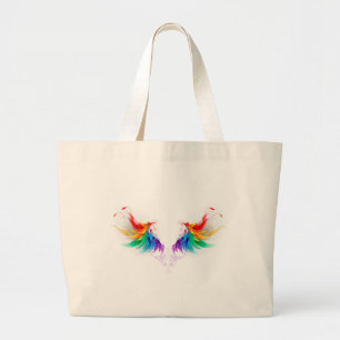 Fluffy Rainbow Wings Grote Tote Bag