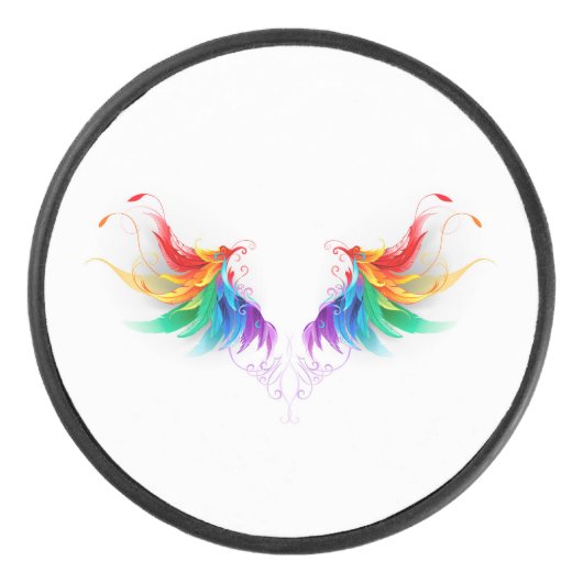 Fluffy Rainbow Wings Hockey Puck (Voorkant)