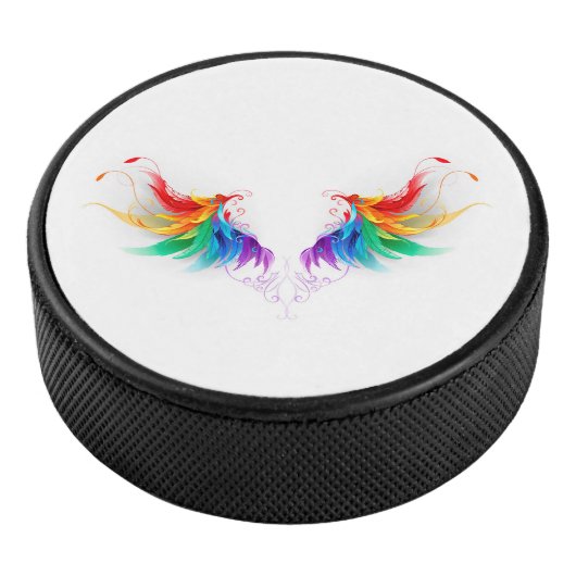 Fluffy Rainbow Wings Hockey Puck (3/4)
