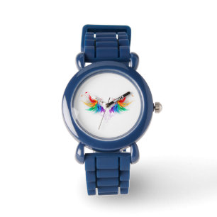 Fluffy Rainbow Wings Horloge
