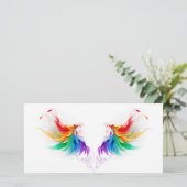 Fluffy Rainbow Wings Kaart (Staand voorkant)