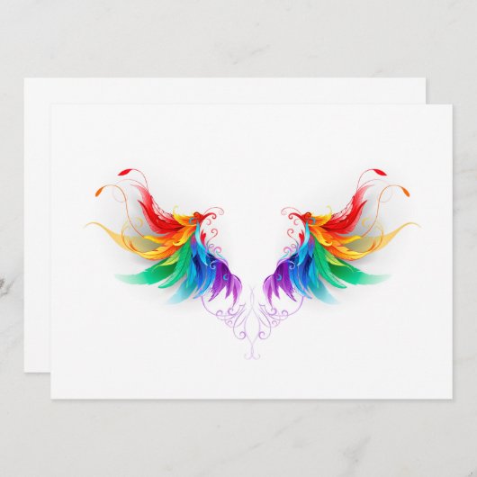 Fluffy Rainbow Wings Kaart (Voorkant / Achterkant)