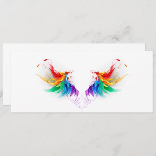 Fluffy Rainbow Wings Kaart (Voorkant / Achterkant)