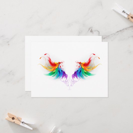 Fluffy Rainbow Wings Kaart (Voorkant / Achterkant in situ)