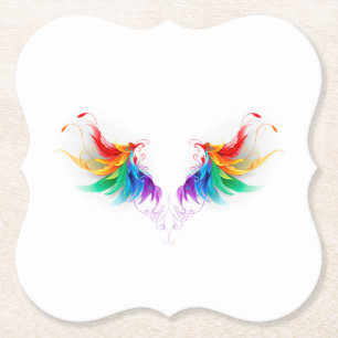 Fluffy Rainbow Wings Kartonnen Onderzetters