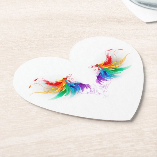 Fluffy Rainbow Wings Kartonnen Onderzetters (Gekanteld)