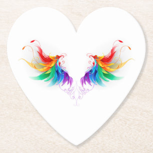 Fluffy Rainbow Wings Kartonnen Onderzetters